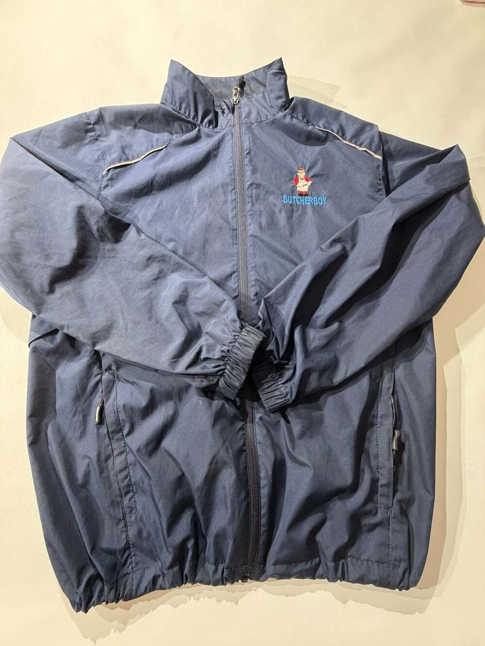 Core 365 Mens M Navy Windbreaker Jacket Full Zip Butcher Boy Logo Work